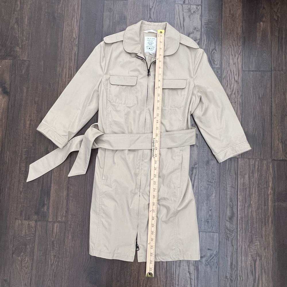 Rag & Bone Trench Dress Womens 10 Khaki Tan Pilot Military Minimalist Full Zip - Picture 6 of 14